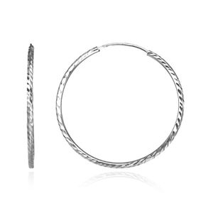 Okrągłe kolczyki ze srebra 925 - grawerowane ziarenka, 40 mm