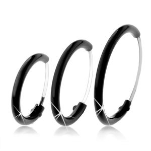 Okrągłe kolczyki ze srebra 925 pokryte czarną emalią, różne rozmiary - Średnica: 14 mm