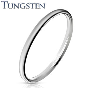 Okrągły, błyszczący pierścionek z wolframu, gładka powierzchnia, 8 mm - Rozmiar : 57