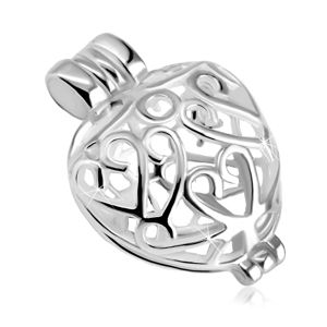 Otwierana zawieszka z 925 srebra - wypukłe serce zdobione ornamentami, lśniąca powierzchnia