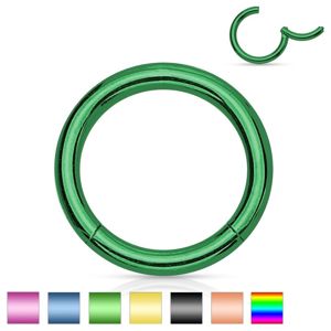Piercing do nosa i ucha, stal 316L, błyszczący krążek, 1 mm - Grubość x średnica: 1 mm x 8 mm, Kolor kolczyka: Zielony