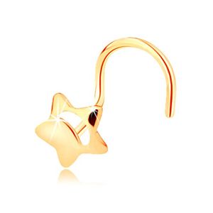 Piercing do nosa z żółtego 14K złota - pięcioramienna gwiazdeczka z wycięciem