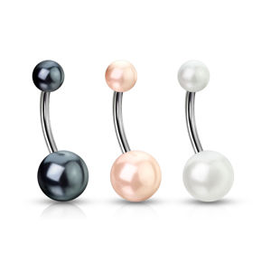 Piercing do pępka imitacja perły - Kolor kolczyka: Czarny