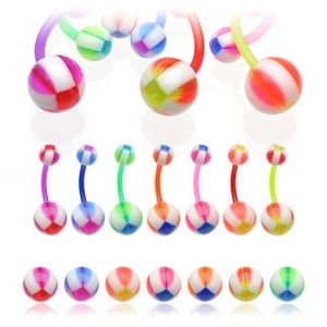 Piercing do pępka Multicolor Balla - Kolor kolczyka: Różowy