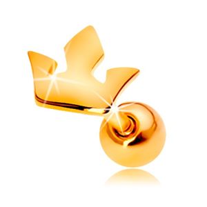 Piercing do ucha z żółtego 14K złota - mała trójdzielna korona