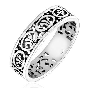 Pierścień ze srebra 925 - wycinane ornamenty - Rozmiar : 52