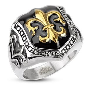 Pierścień ze stali chirurgicznej - symbol królewski, tarcza - Rozmiar : 71