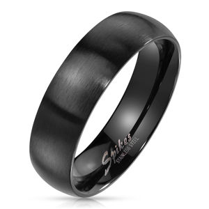 Pierścień ze stali w kolorze czarnym - szerokie ramiona z matowym wykończeniem, 6 mm - Rozmiar : 70