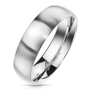 Pierścień ze stali w srebrnym odcieniu - matowa powierzchnia, 6 mm - Rozmiar : 52