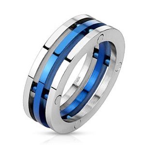 Pierścionek ze stali - dwukolorowe oddzielne pierścienie - Rozmiar : 62