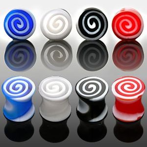 Plug do ucha - kolorowe spirale - Szerokość: 4 mm, Kolor kolczyka: Przeźroczysty