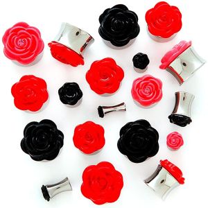 Plug do ucha plastikowa różyczka - Szerokość: 10 mm, Kolor kolczyka: Różowy