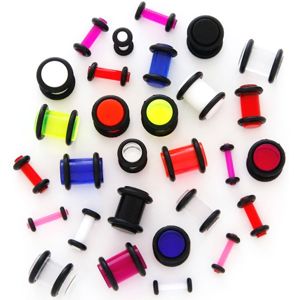 Plug do ucha UV przeźroczysty z gumkami - Szerokość: 6 mm , Kolor kolczyka: Czarny