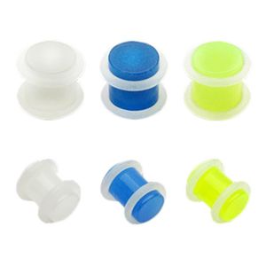 Plug do ucha z akrylu - prześwitujący z gumkami - Szerokość: 8 mm, Kolor kolczyka: Neonowy zielony