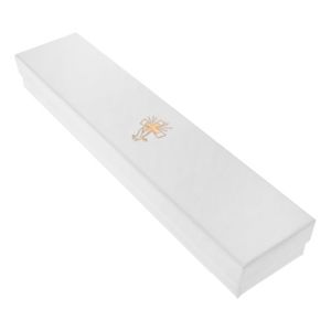 Podłużne białe pudełeczko na łańcuszek lub bransoletkę z motywem I komunii świętej