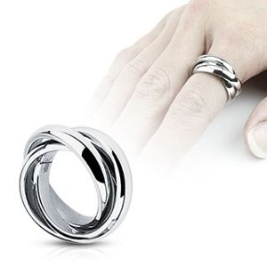 Potrójny pierścionek - stal o wysokim połysku - Rozmiar : 52