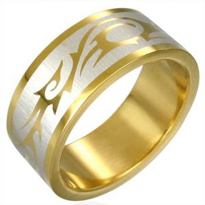 Pozłacany pierścionek SYMBOL TRIBAL - Rozmiar : 62