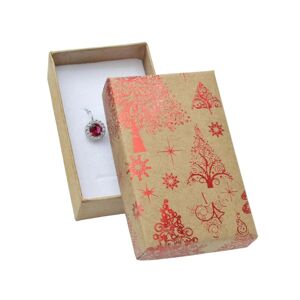 Prezentowe pudełeczko na biżuterię - świąteczne choinki i gwiazdki w kolorze czerwonym