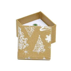 Prezentowe pudełeczko na biżuterię - świąteczne choinki i gwiazdki w kolorze srebrnym