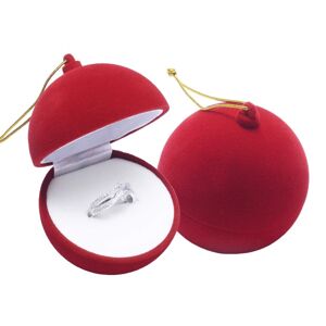 Prezentowe pudełeczko na kolczyki i pierścionek - czerwona bombka świąteczna, do zawieszenia