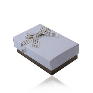 Prezentowe pudełeczko z kokardą na zestaw lub naszyjnik - biało-brązowa kombinacja