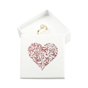 Prezentowe pudełko na biżuterię - motyw serca, biało-czerwony kolor
