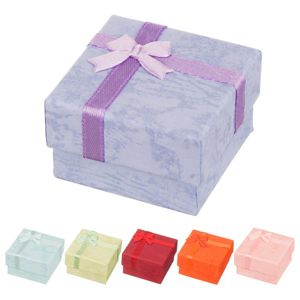 Pudełko na kolczyki - marmurkowe, pastelowe kolory z kokardką - Kolor: Różowy