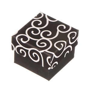 Pudełko na pierścionek - czarne z białym ornamentem