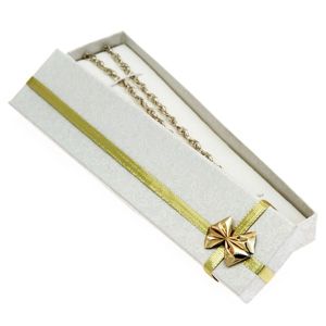 Pudełko na prezent - podłużne, złota wstążka z kokardką