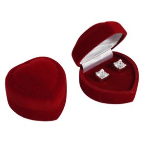 Pudełko prezentowe na kolczyki - bordowe aksamitne serce