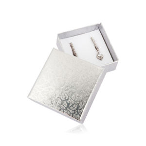 Pudełko prezentowe na kolczyki lub pierścionek - srebrny kolor, ozdoby