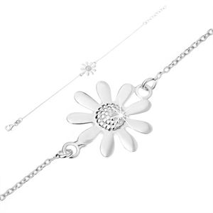 Regulowana bransoletka ze srebra 925, drobny łańcuszek, kwiatek