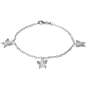 Srebrna bransoletka - grawerowane motyle na łańcuszku, srebro 925