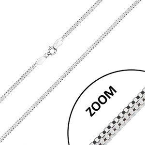 Srebrny 925 łańcuszek - dwa połączone kwadratowe łańcuszki, karabińczyk, 2,7 mm