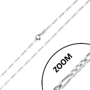 Srebrny 925 łańcuszek - motyw Figaro, oczka z błyszczącymi ściętymi krawędziami, 1,5 mm