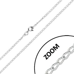 Srebrny 925 łańcuszek - owalne oczka z przyciętymi krawędziami, szeregowo połączone, 1,8 mm