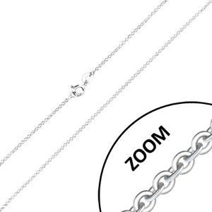 Srebrny 925 łańcuszek - prostopadle połączone oczka, płaskie okręgi, 1,3 mm