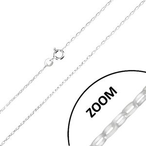 Srebrny 925 łańcuszek - szerokie owalny oczka, błyszcząca powierzchnia, 1,4 mm