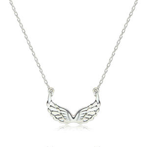 Srebrny 925 naszyjnik - błyszczące rzeźbione anielskie skrzydła