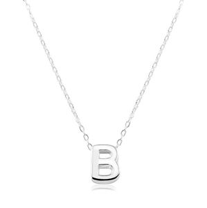 Srebrny 925 naszyjnik, błyszczący łańcuszek, duża litera B