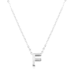 Srebrny 925 naszyjnik, błyszczący łańcuszek, duża litera F