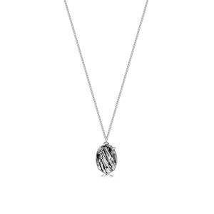 Srebrny 925 naszyjnik - wojskowy łańcuszek, naturalny kryształ, włosy Wenus