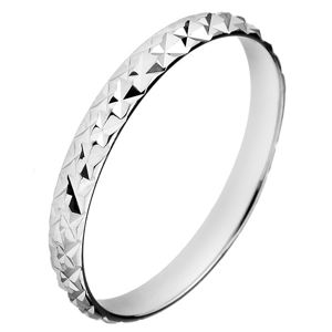 Srebrny błyszczący pierścionek 925 - wypukłe romby - Rozmiar : 53