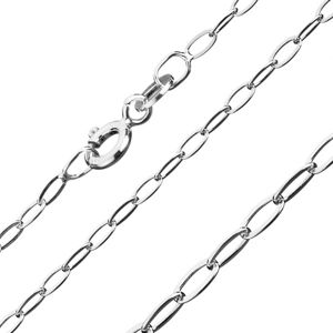 Srebrny łańcuszek 925 - długie, płaskie, owalne ogniwa, 2 mm