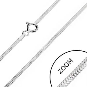 Srebrny łańcuszek 925 - płaskie ukośnie ułożone oczka, 1,6 mm