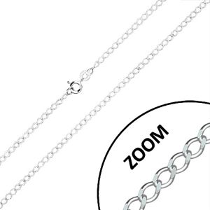Srebrny łańcuszek 925 - szeregowo połączone owalne oczka, ścięte krawędzie, 2,7 mm