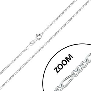 Srebrny łańcuszek 925 - wzór Figaro, ścięte lśniące krawędzie, 1,6 mm