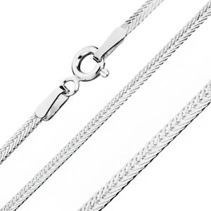 Srebrny łańcuszek 925, spłaszczony z ukośnie rozmieszczonymi ogniwami, szerokość 1,8 mm, długość 450 mm