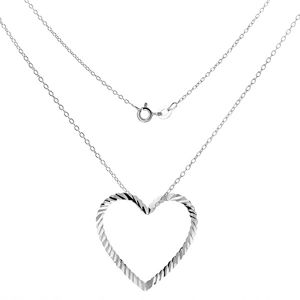 Srebrny naszyjnik 925 - łańcuszek z pofalowanym konturem serca