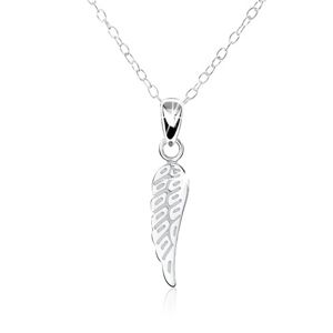 Srebrny naszyjnik 925 - lekko grawerowane płaskie skrzydło anielskie